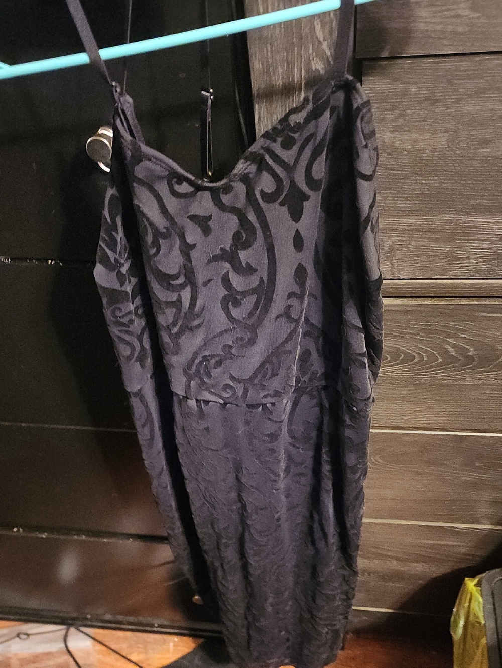 SHEIN Black Velvet Burnout Mini Dress